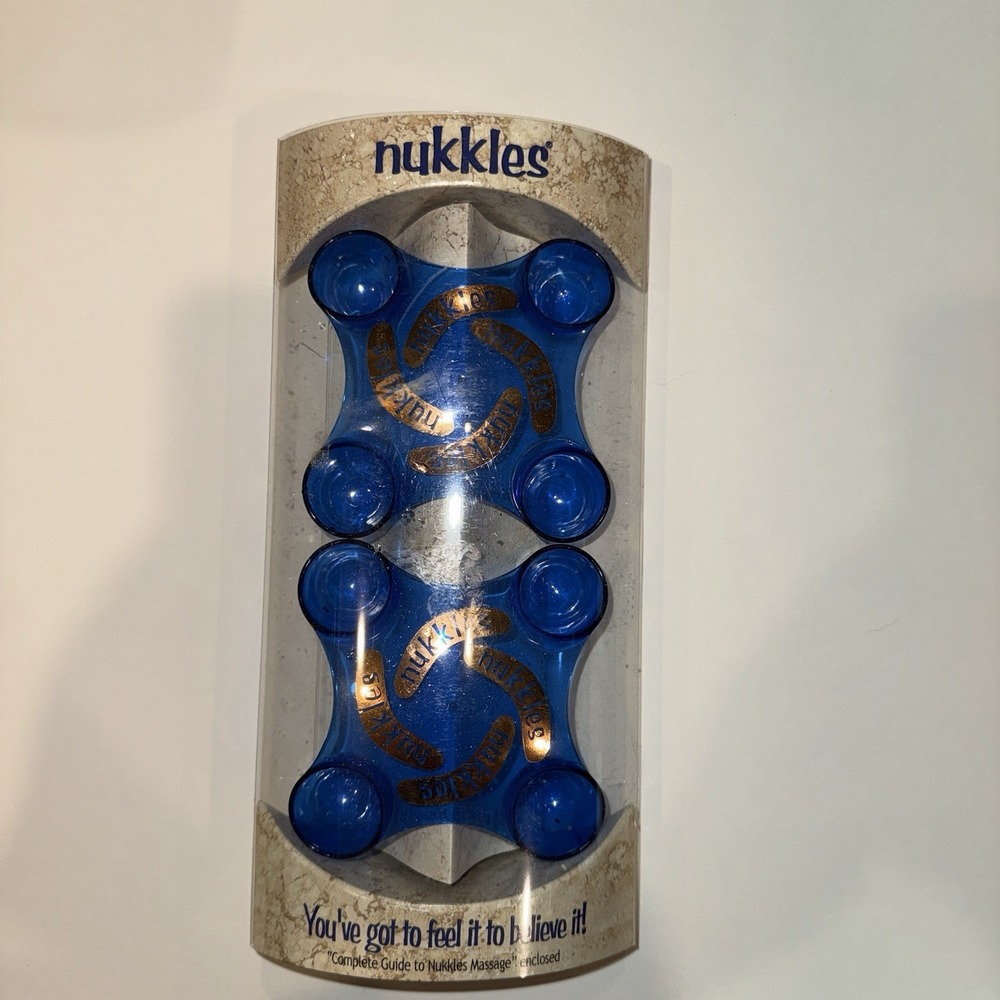 Nukkles Hand Held Body Massager Pair Blue NIB with Manual Made in USA Vintage